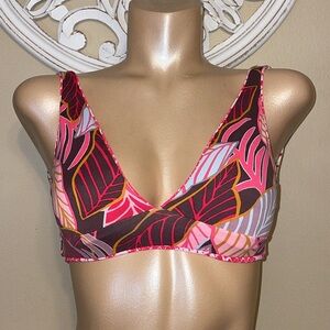 Maaji women’s bikini top small reversible 4 ways Tropical stripe snake swim NWOT